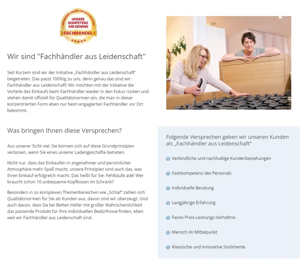 Firmenphilosophie in der "Über-uns"-Seite