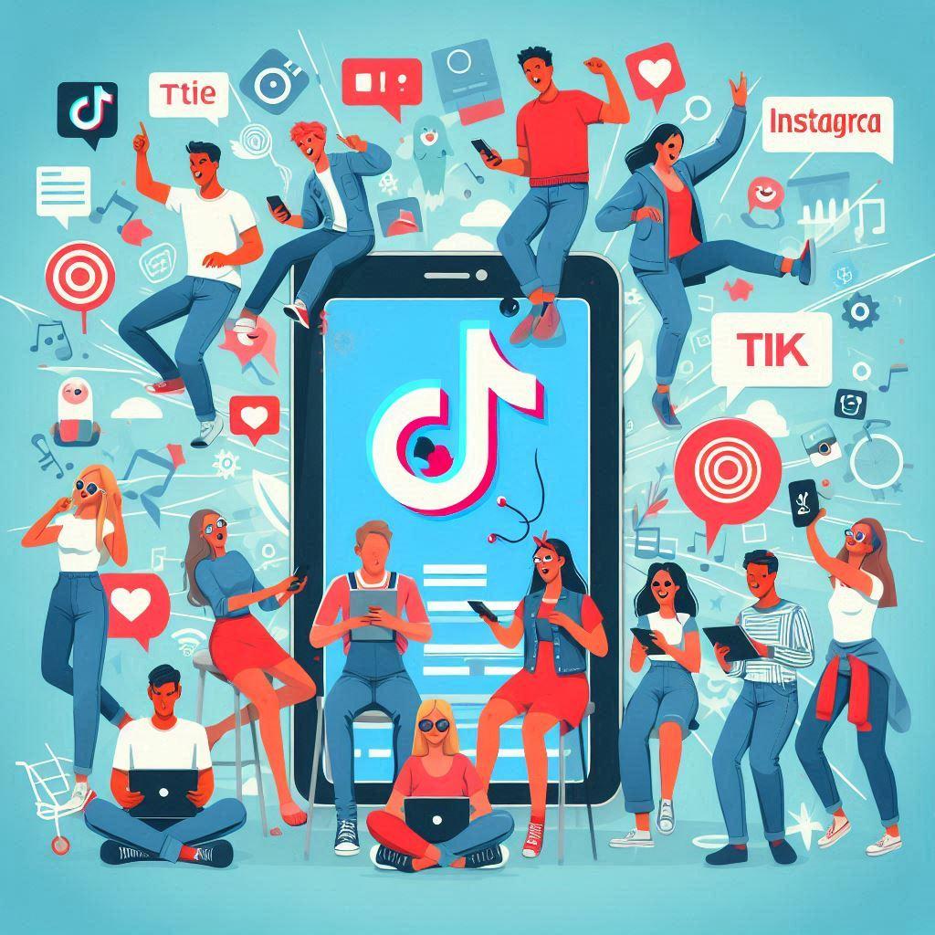 TikTok Collage Jugendliche am Smartphone